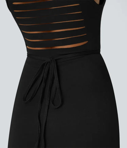 ColaZebra™ - Abito casual midi con Capuccio, Senza maniche e schiena a Zebra