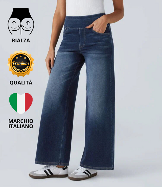 ColaFlex™ Jeans casual con vita alta, tasche multiple e gamba larga