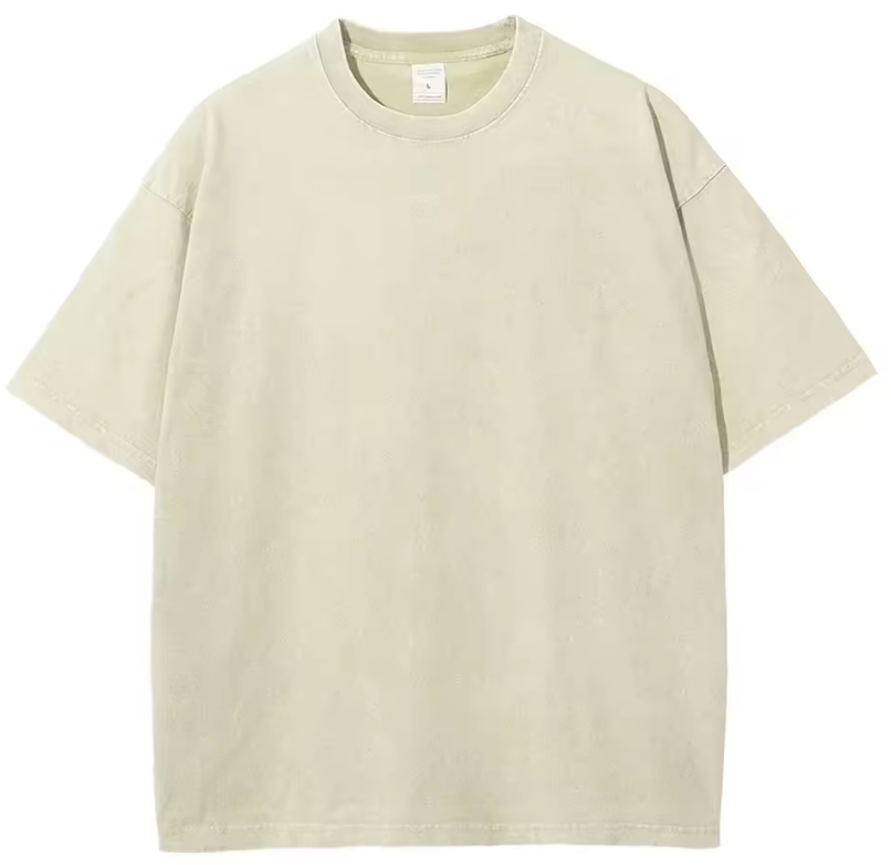 T-shirt rétro délavé robuste beige, 100% coton