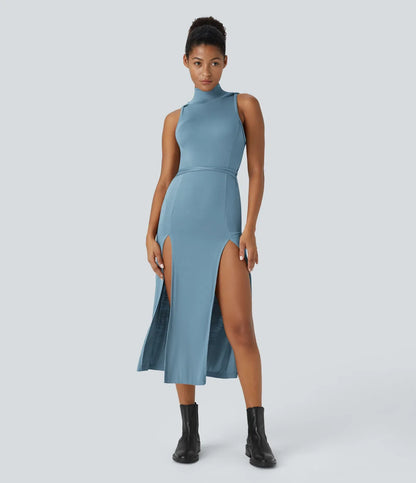 ColaZebra™ - Abito casual midi con Capuccio, Senza maniche e schiena a Zebra